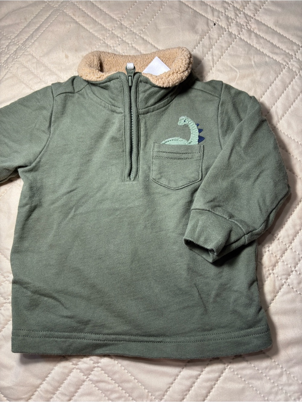 Carter's 9M Sherpa-Collar Pullover with Dinosaur Patch